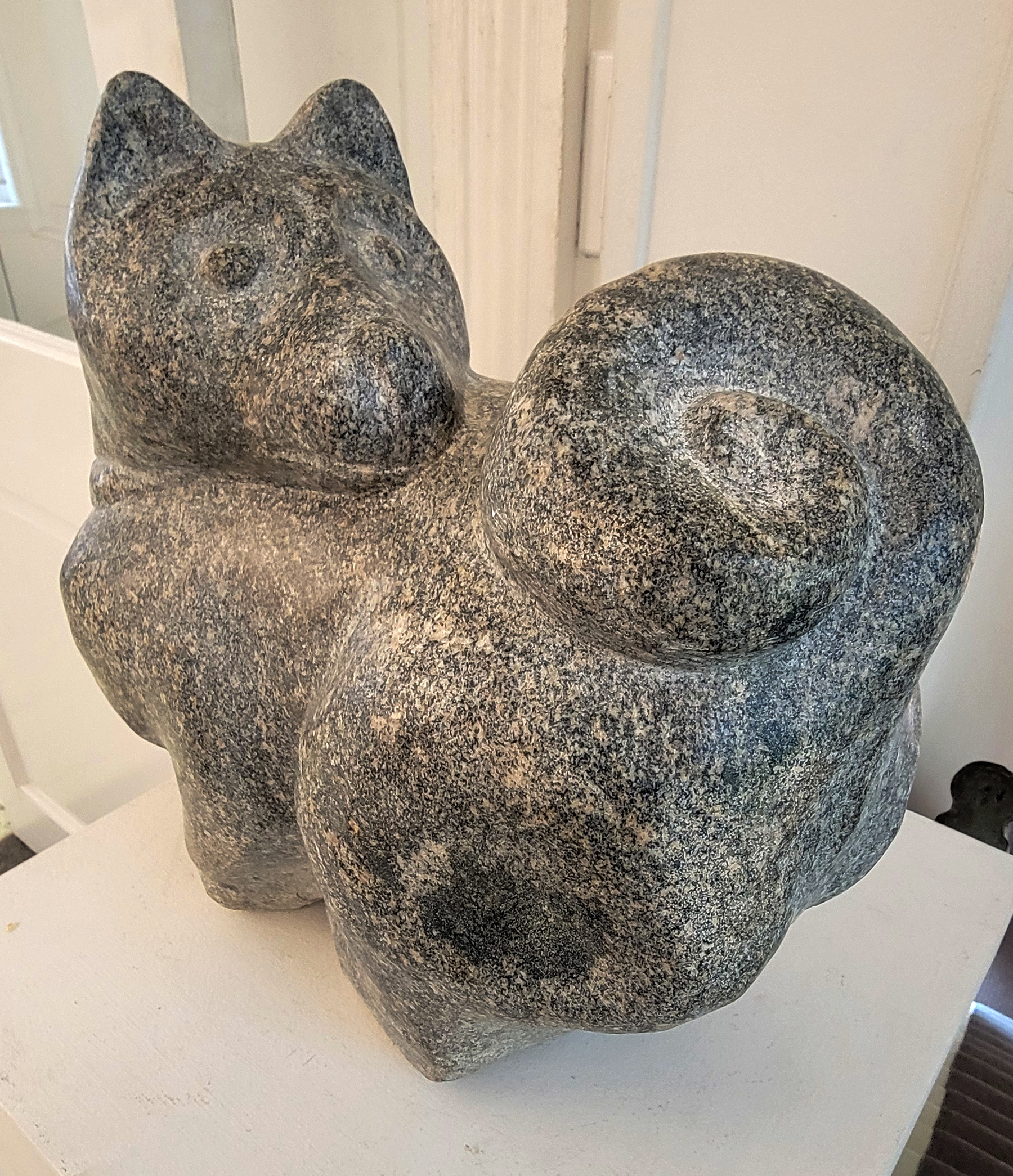 Lise Becu, Dog, 2023, granite, 14 × 12 × 7 inches, Caldbeck Gallery