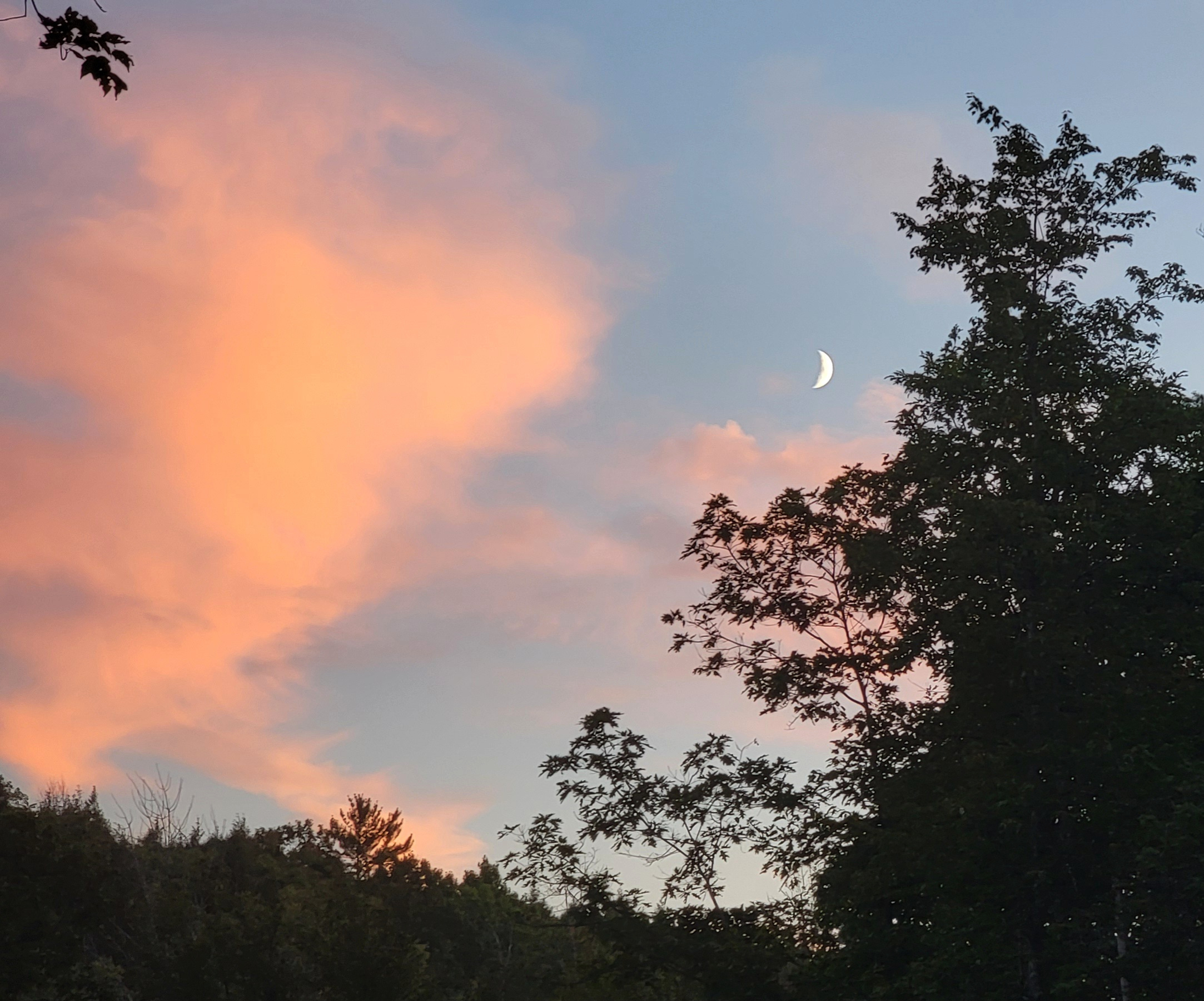 Crescent moon at sunset
