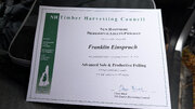 Certificate, Advanced Safe & Productive Felling, New Hampshire Professional Logger Program, NH Timber Harvesting Council
